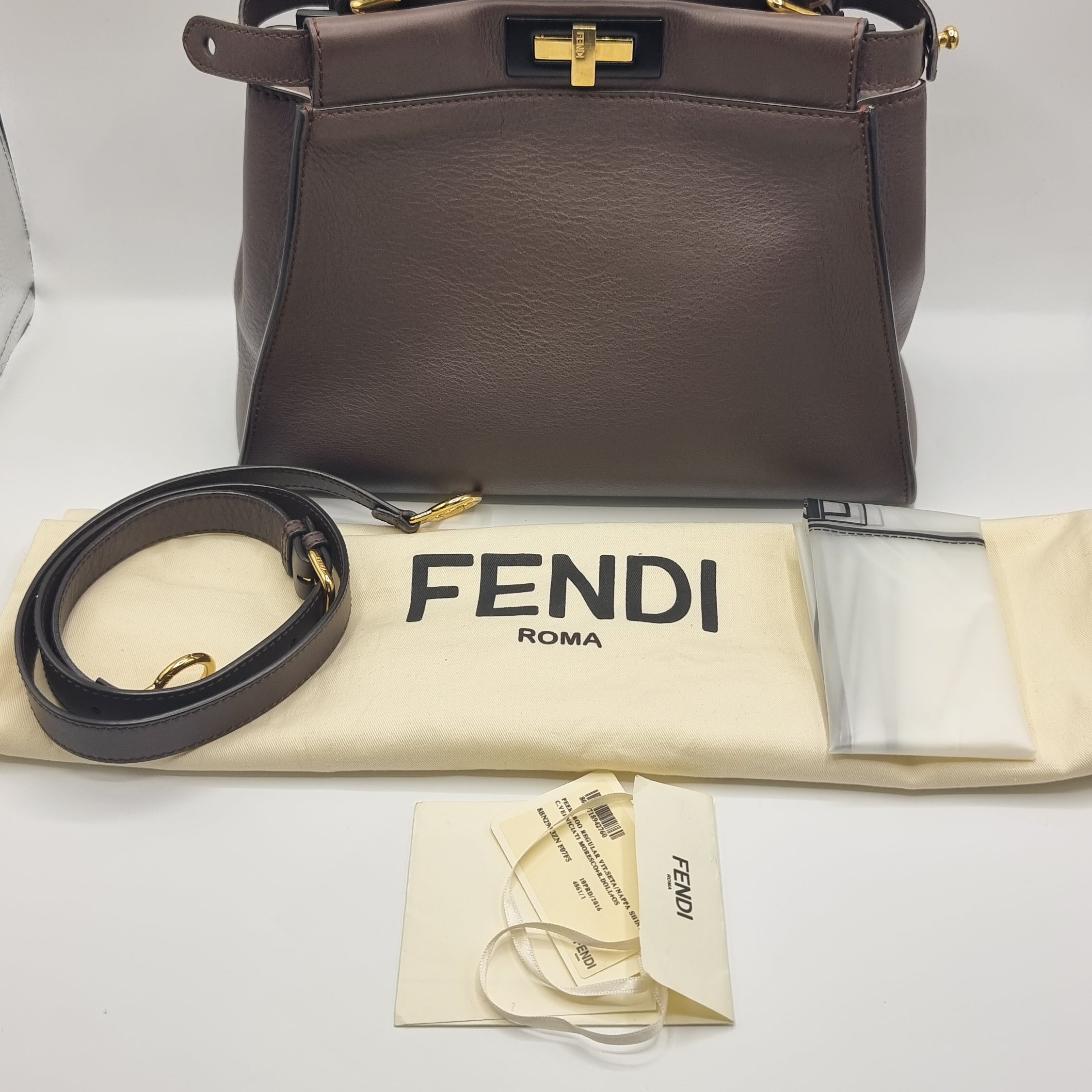 Peekaboo Regular Brown Leather