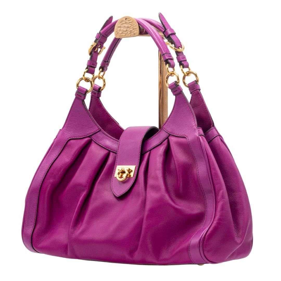 Gancini Violet Leather Handbag