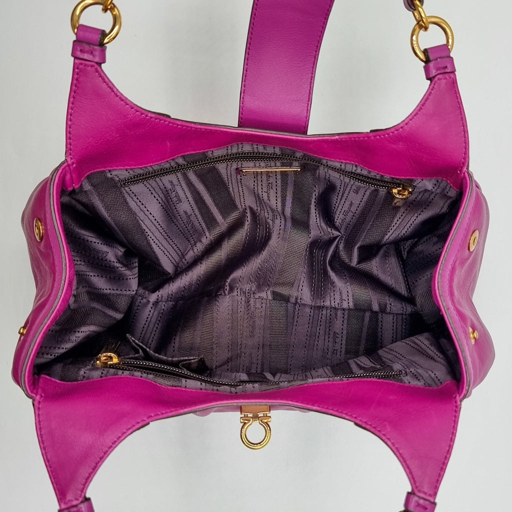 Gancini Violet Leather Handbag