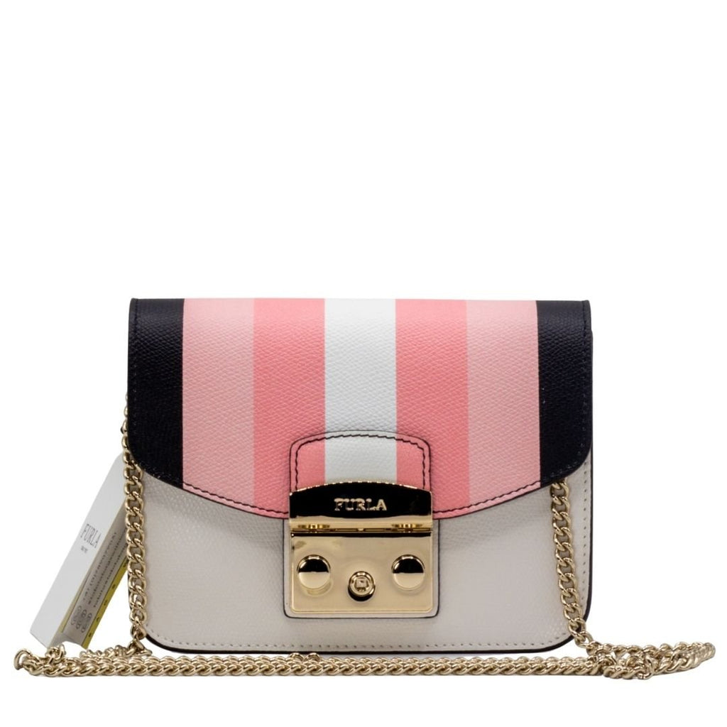 Metropolis Mini Crossbody Black and Pink Leather