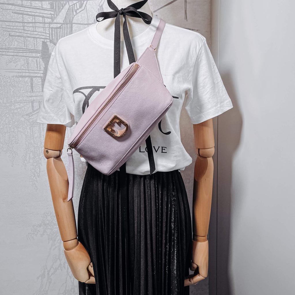 Pink Leather Belt Bag