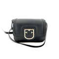 Squared Leather Crossbody Black