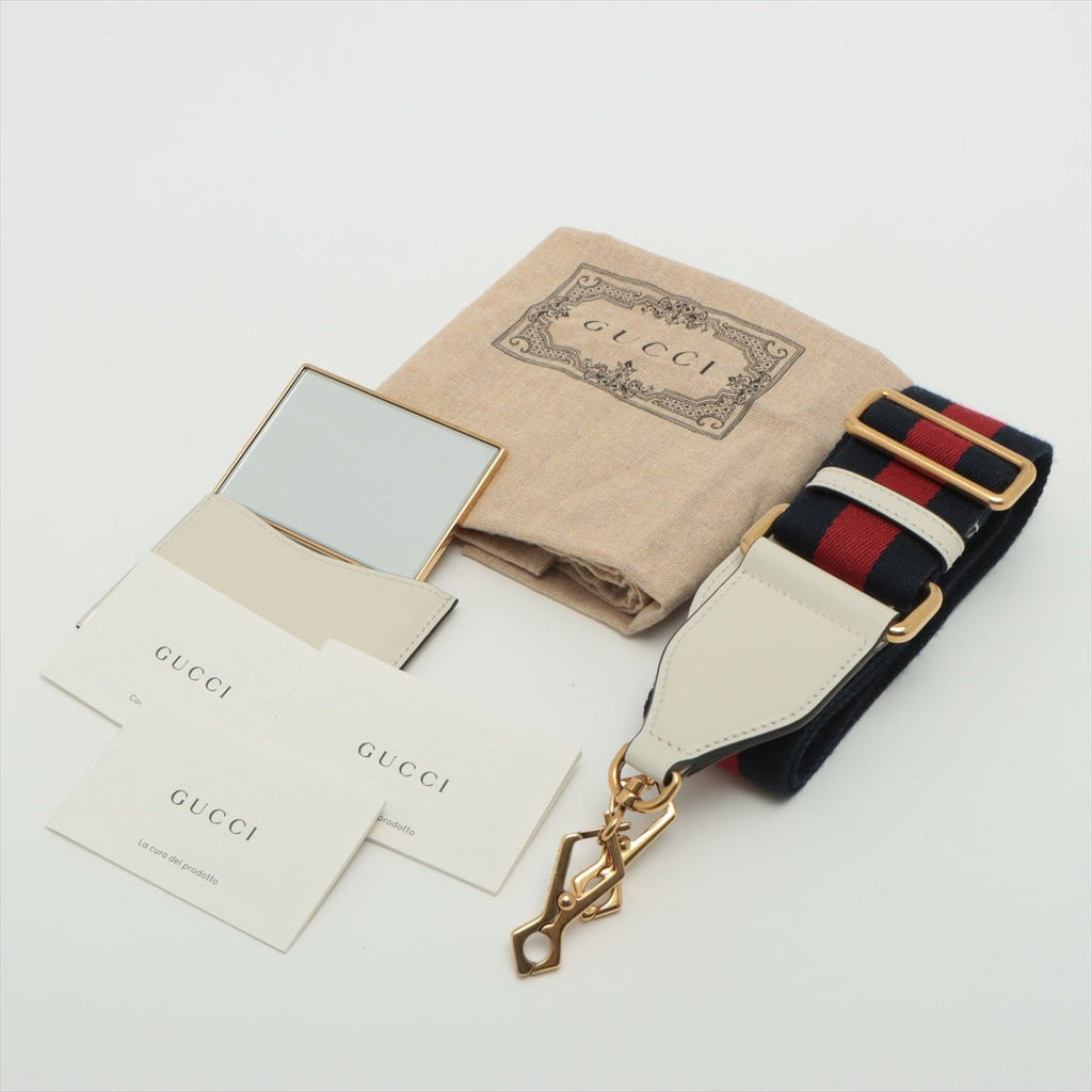 Bamboo 1947 Small Leather White & Black 2-Way Top-handle