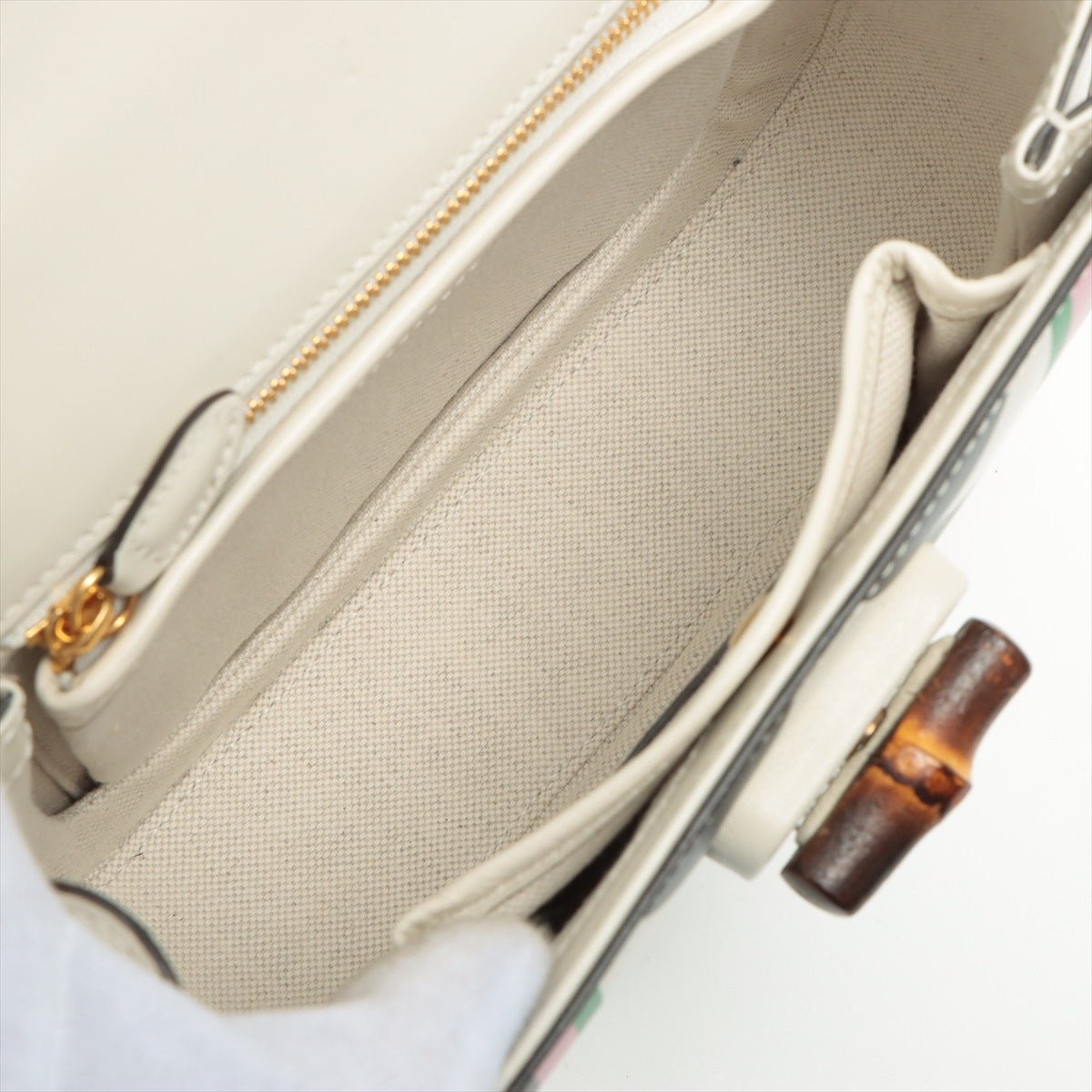Bamboo 1947 Small Leather White & Black 2-Way Top-handle