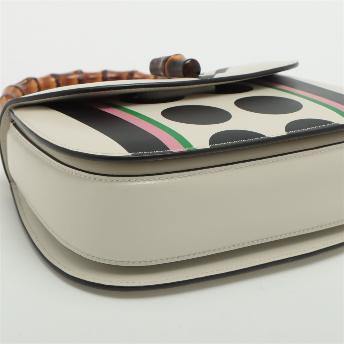 Bamboo 1947 Small Leather White & Black 2-Way Top-handle