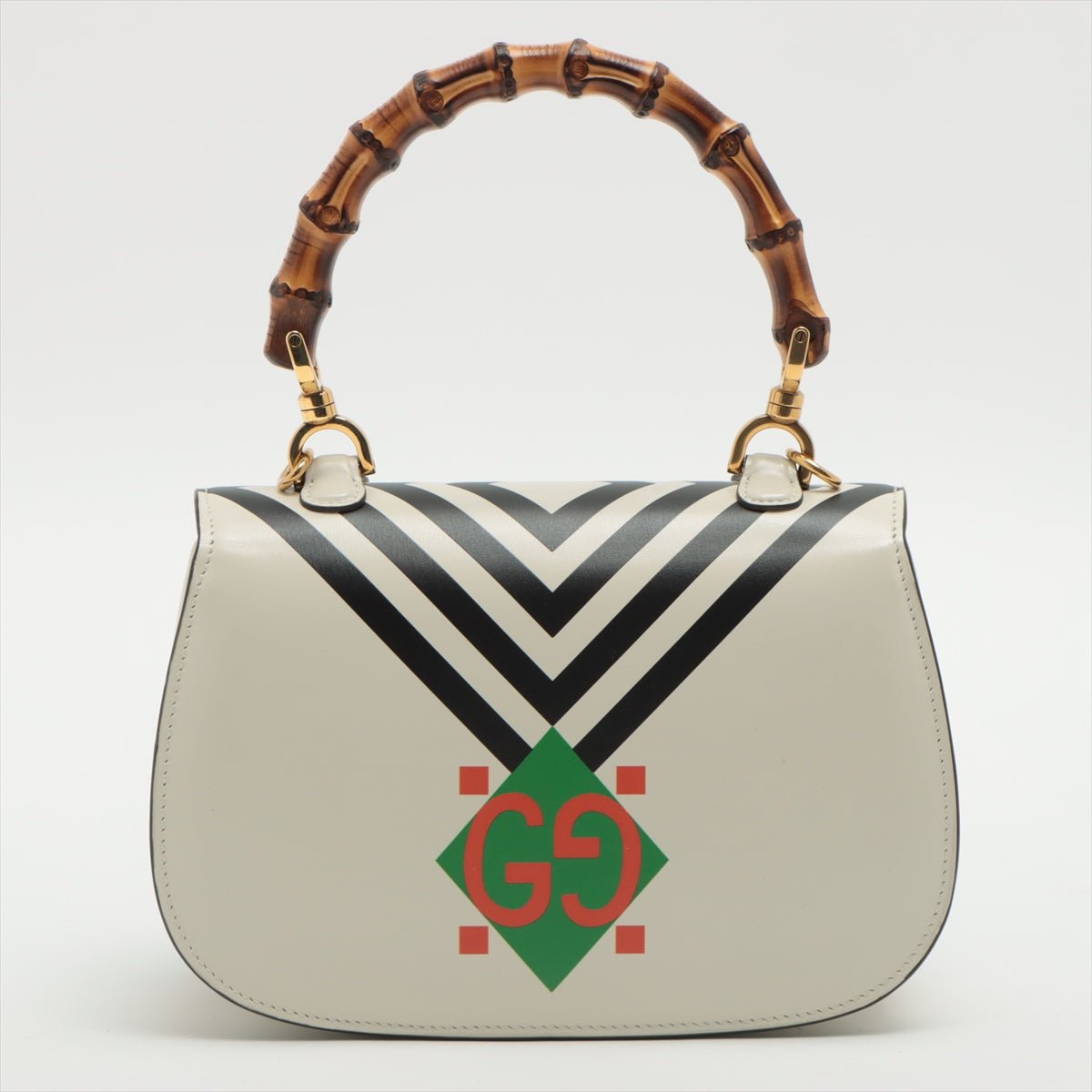 Bamboo 1947 Small Leather White & Black 2-Way Top-handle