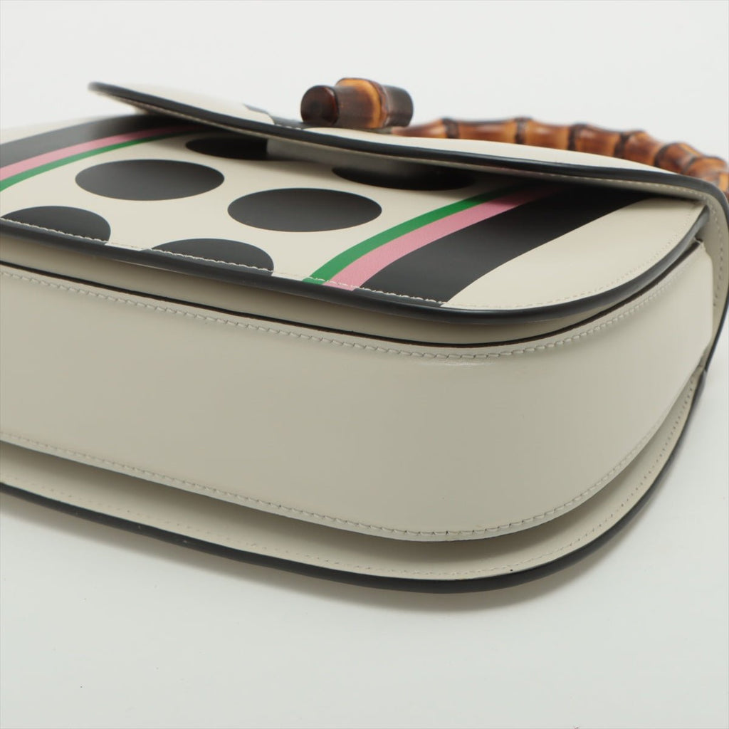 Bamboo 1947 Small Leather White & Black 2-Way Top-handle