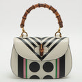 Bamboo 1947 Small Leather White & Black 2-Way Top-handle