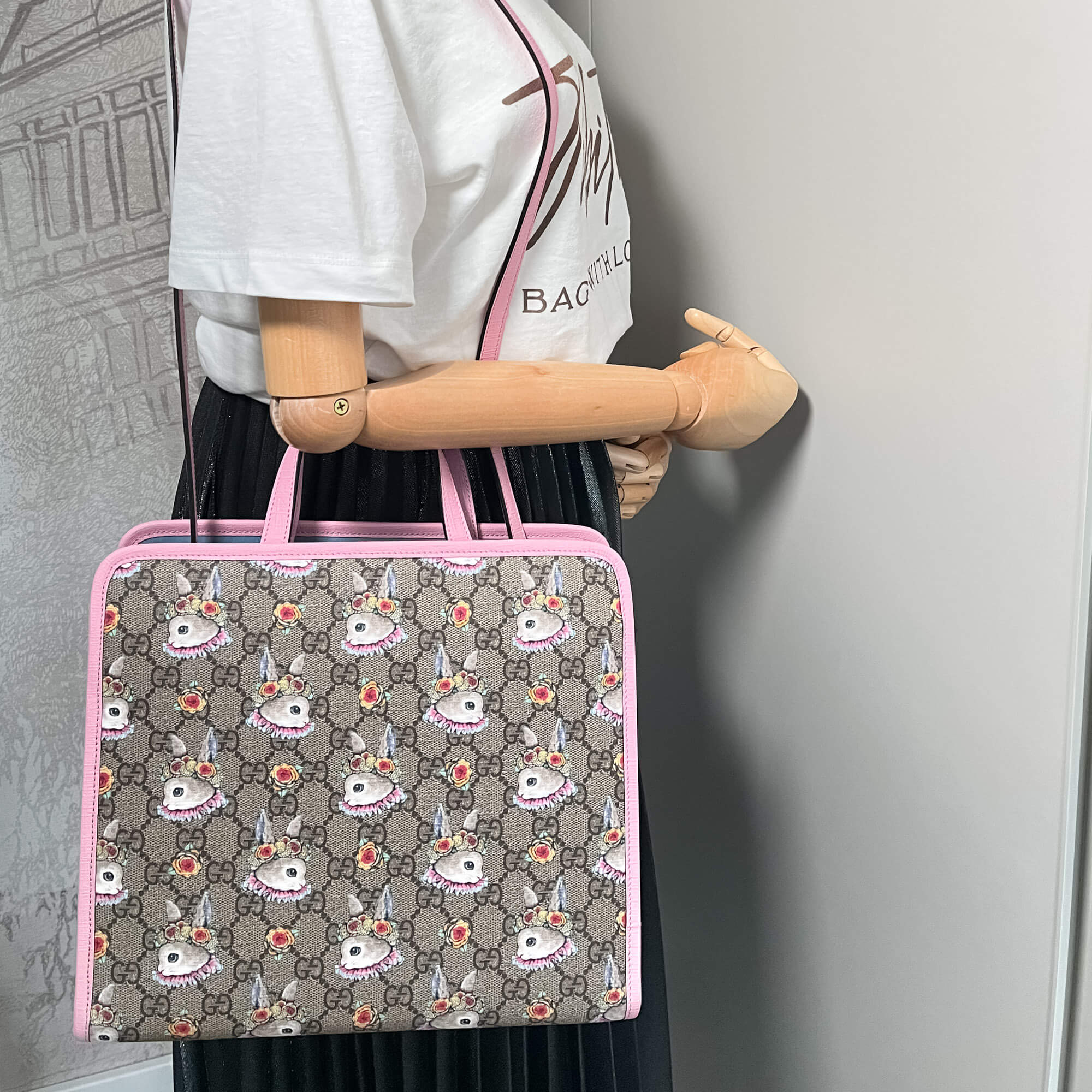 Children's GG Supreme Canvas Higuchi Yuko Pink Tote