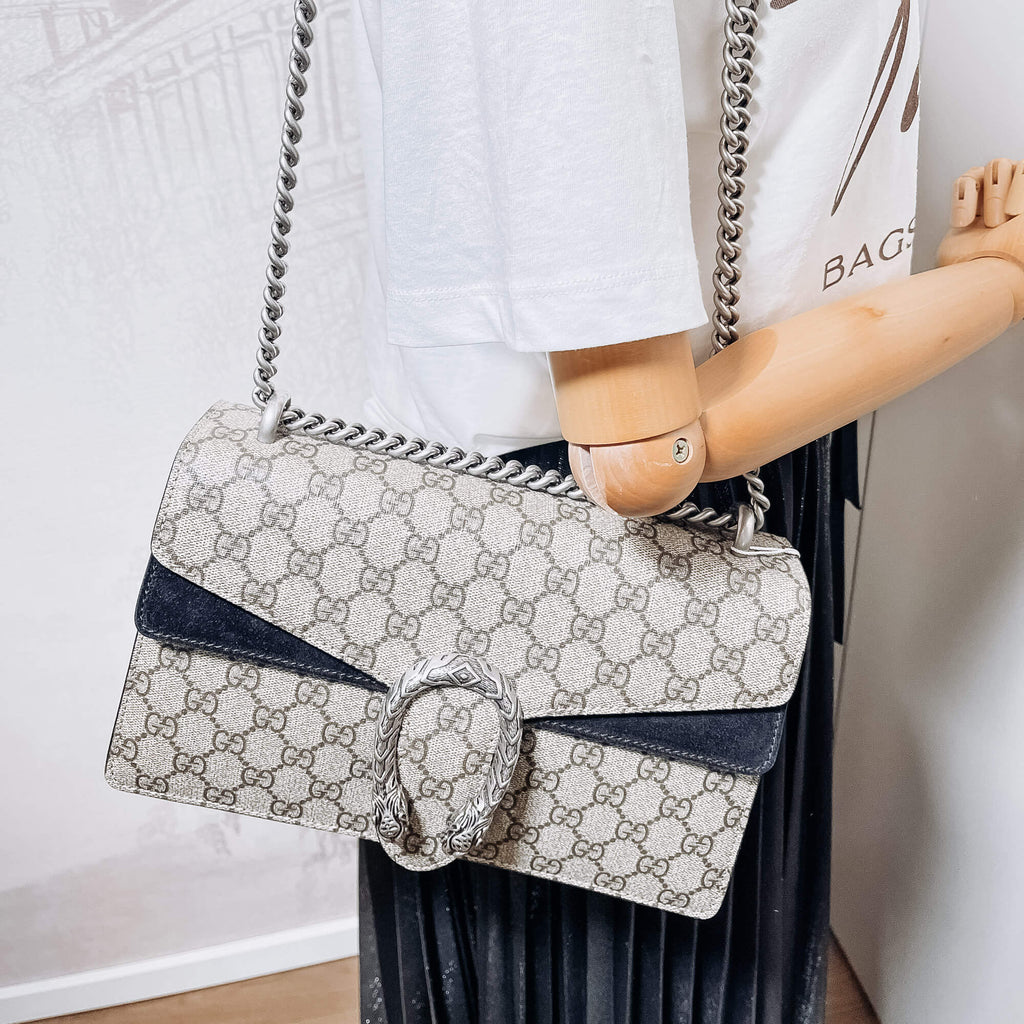 Dionysus GG Small Chain Shoulder Bag Beige and Black
