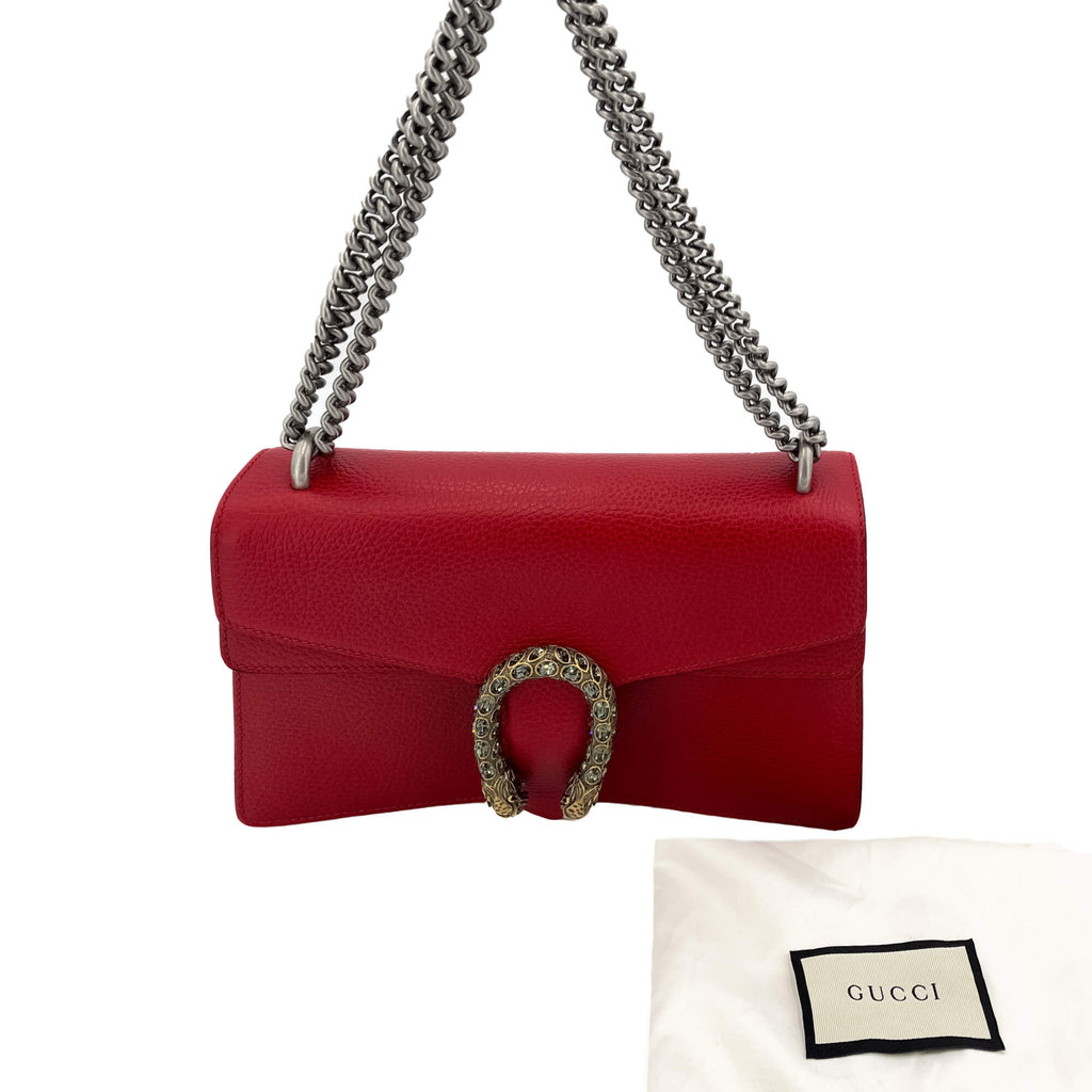 Dionysus GG Small Leather Chain Shoulder Bag Red