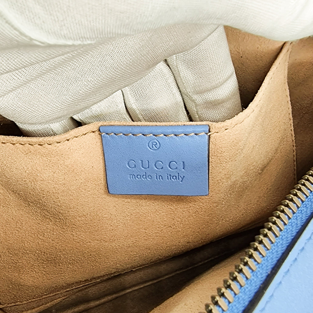 GG Blue Marmont Crossbody Bag MatelassÃƒÆ’Ã‚Â© Leather