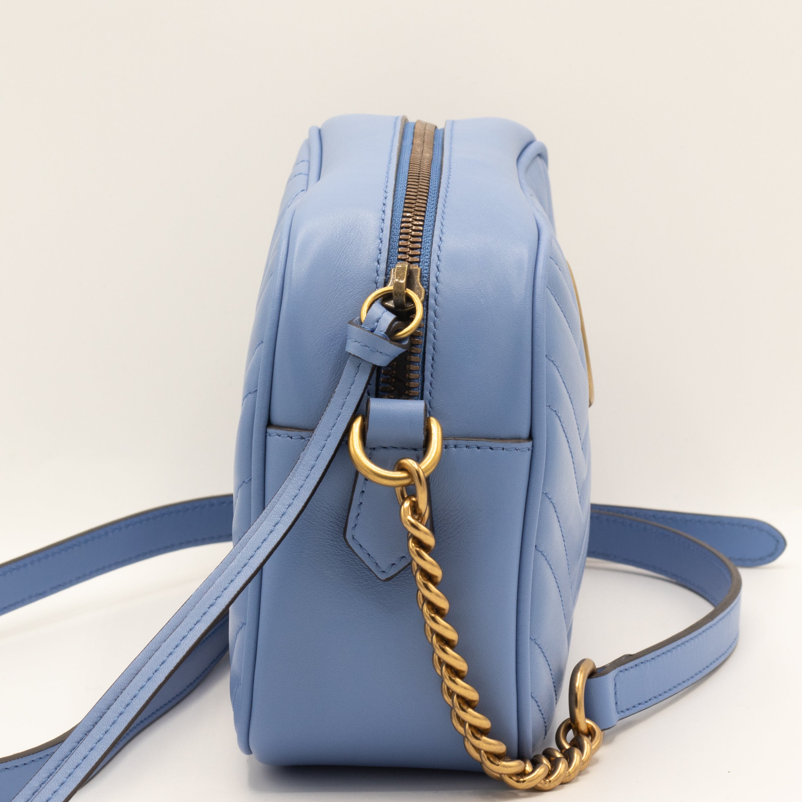 GG Blue Marmont Crossbody Bag MatelassÃƒÆ’Ã‚Â© Leather