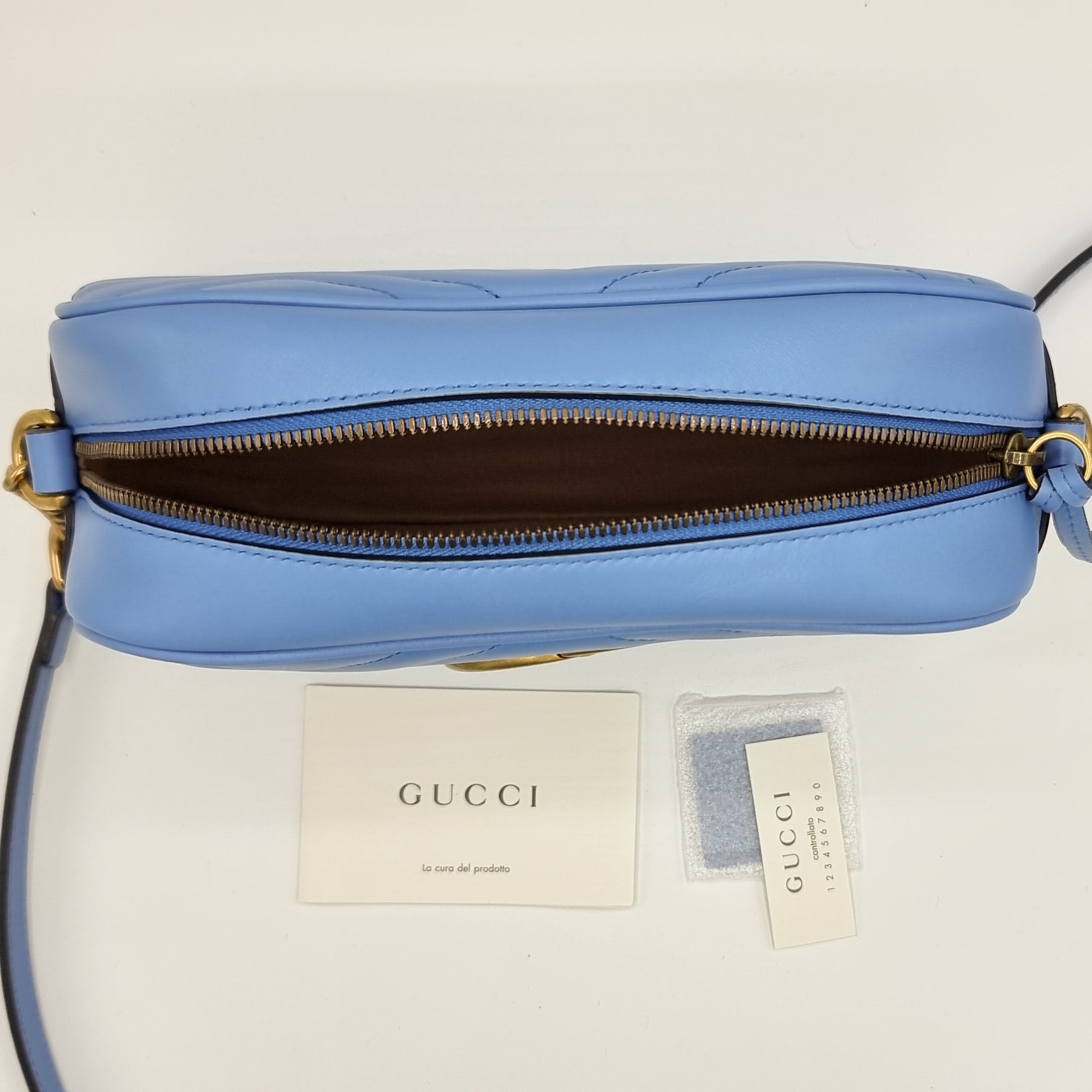 GG Blue Marmont Crossbody Bag MatelassÃƒÆ’Ã‚Â© Leather