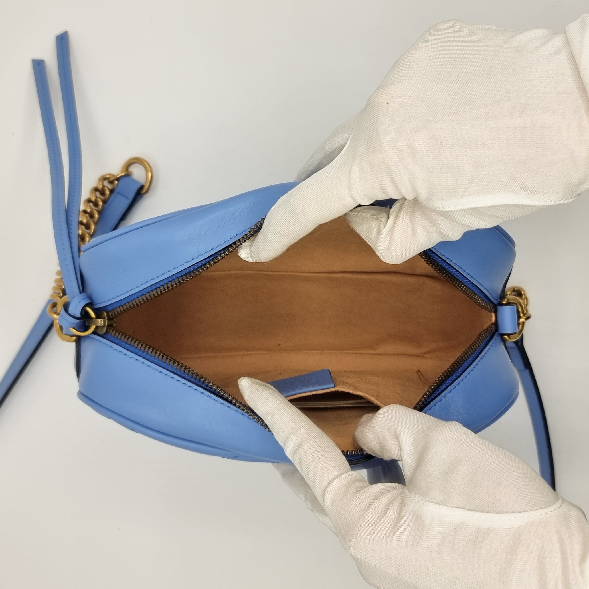 GG Blue Marmont Crossbody Bag MatelassÃƒÆ’Ã‚Â© Leather