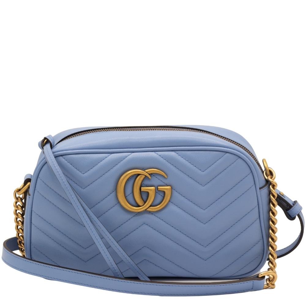 GG Blue Marmont Crossbody Bag MatelassÃƒÆ’Ã‚Â© Leather