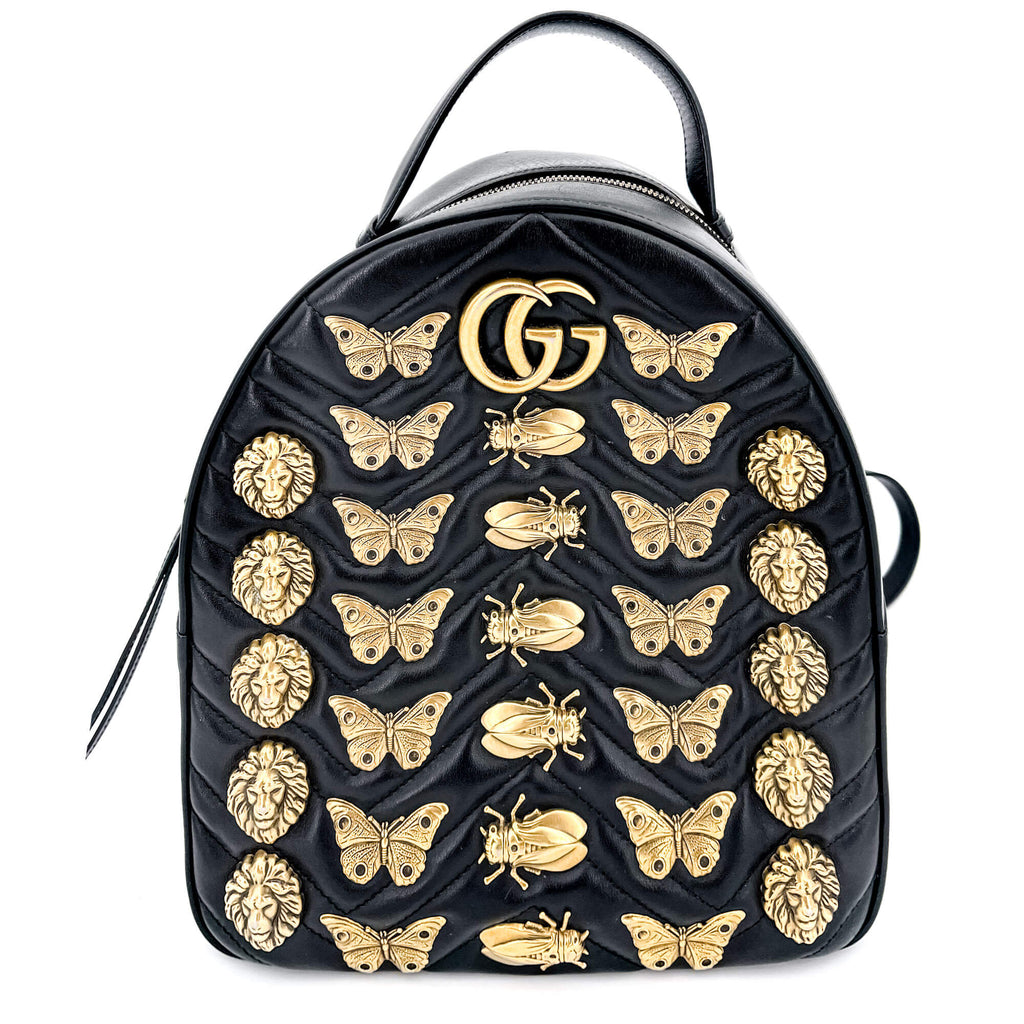 GG Marmont Animal Studs black leatherBackpack
