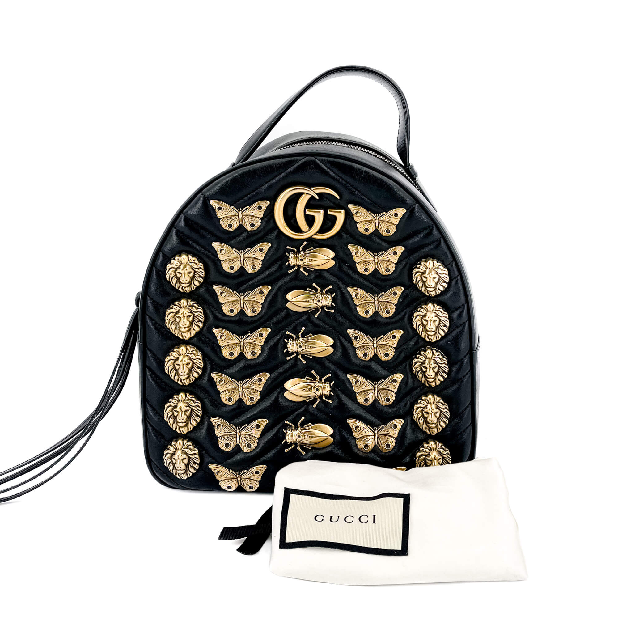 GG Marmont Animal Studs black leatherBackpack
