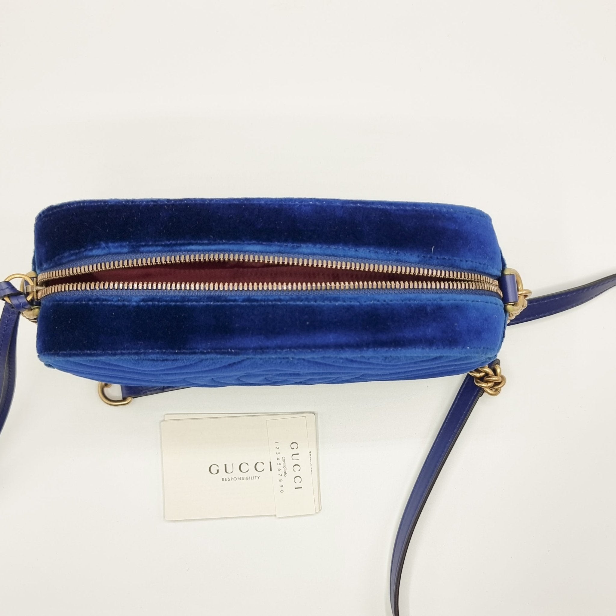 GG Marmont Blue Suede Small MatelassÃƒÆ’Ã‚Â© Shoulder Bag