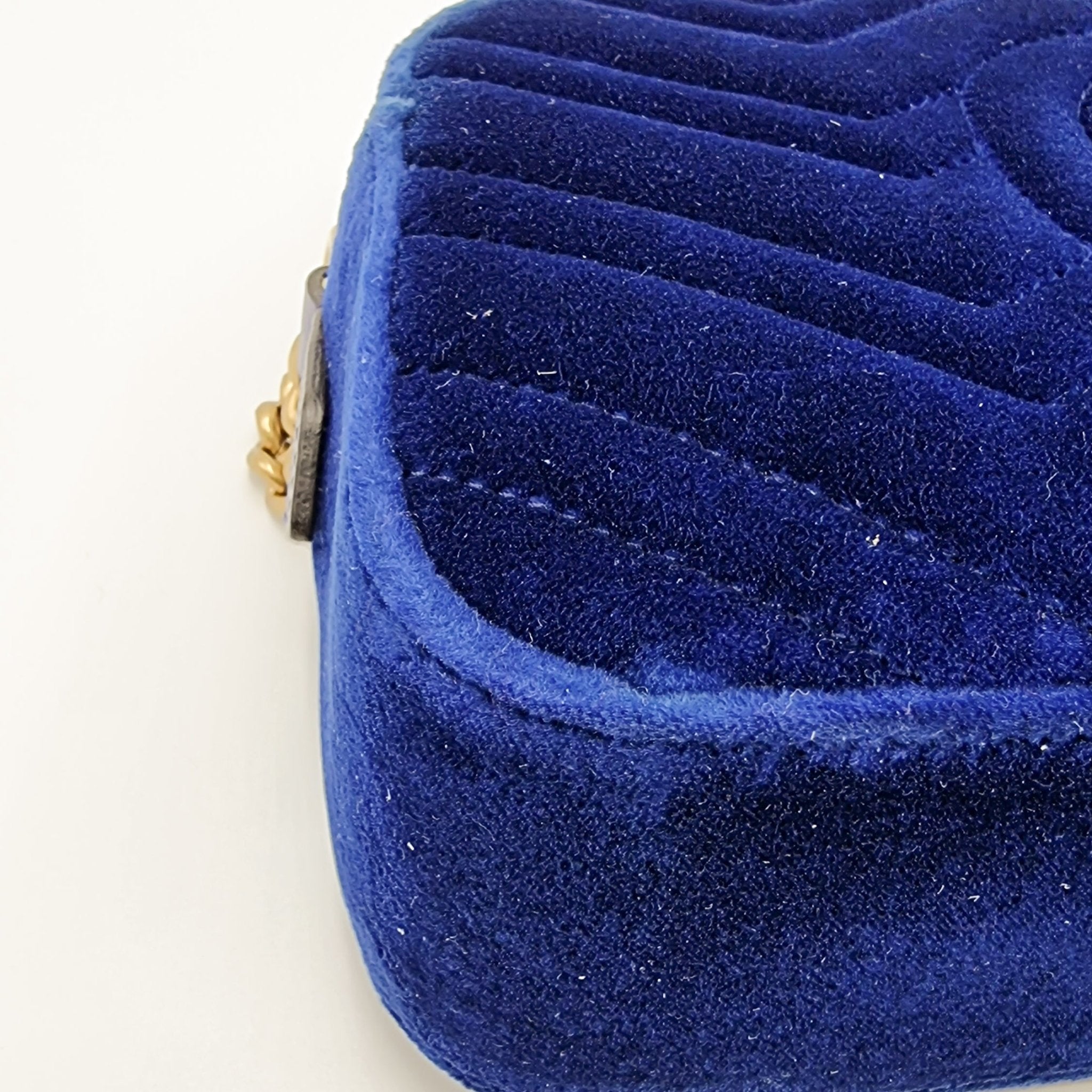 GG Marmont Blue Suede Small MatelassÃƒÆ’Ã‚Â© Shoulder Bag