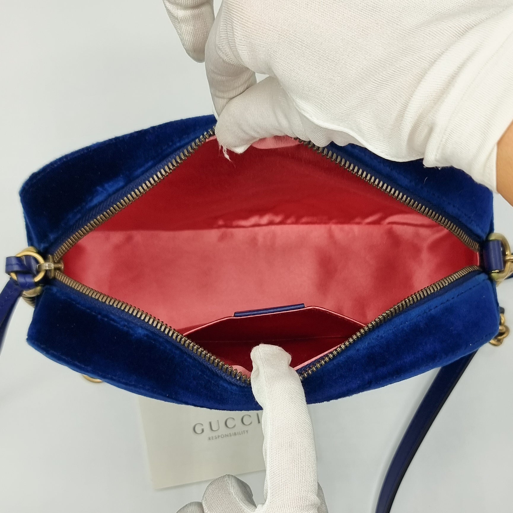 GG Marmont Blue Suede Small MatelassÃƒÆ’Ã‚Â© Shoulder Bag