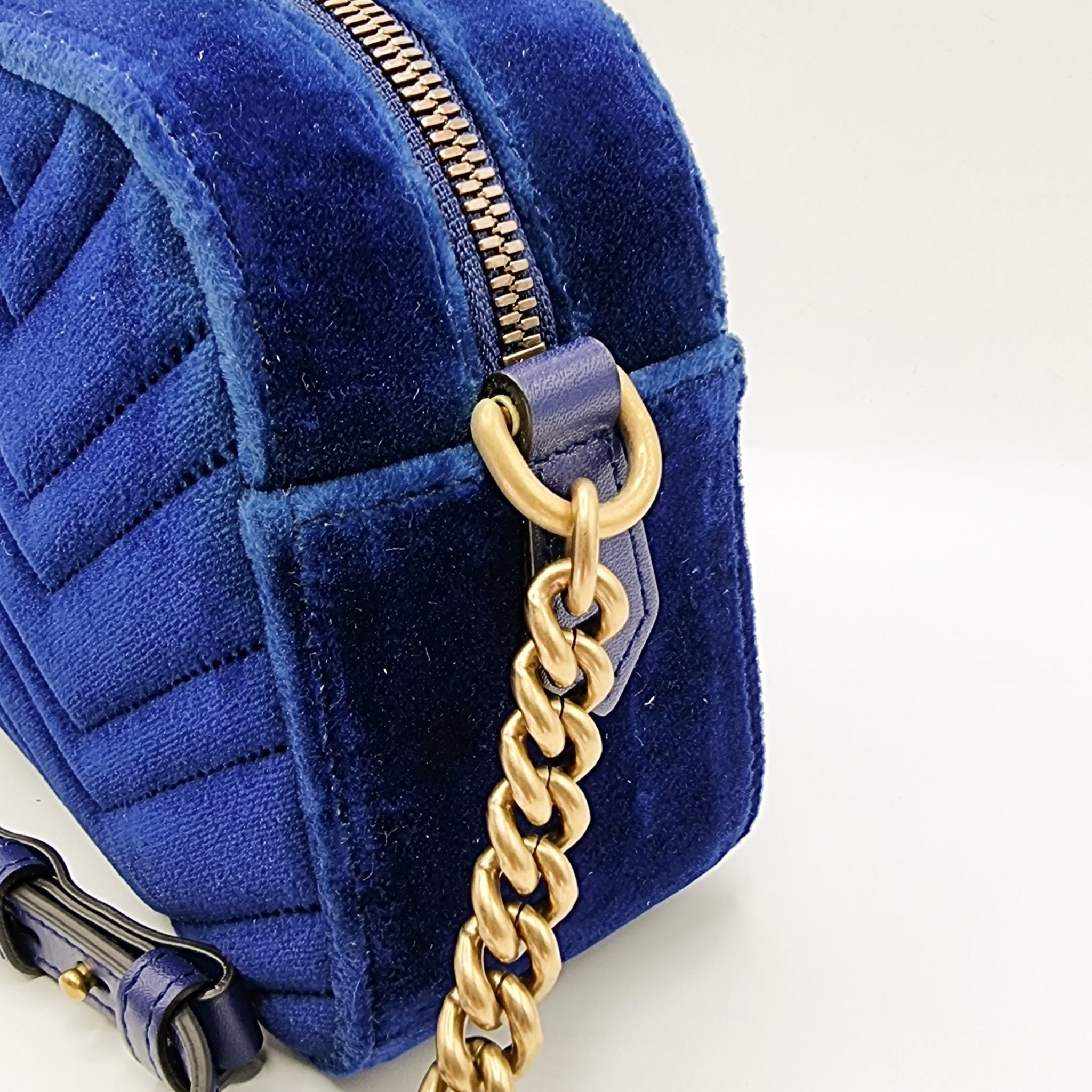 GG Marmont Blue Suede Small MatelassÃƒÆ’Ã‚Â© Shoulder Bag