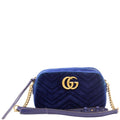 GG Marmont Blue Suede Small MatelassÃƒÆ’Ã‚Â© Shoulder Bag