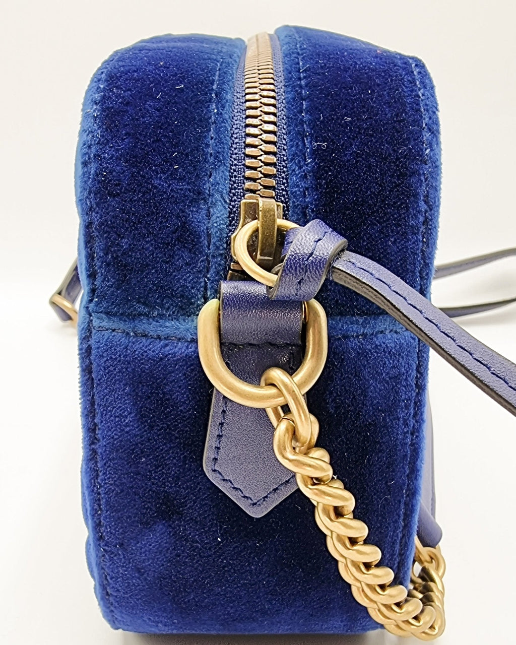 GG Marmont Blue Suede Small MatelassÃƒÆ’Ã‚Â© Shoulder Bag