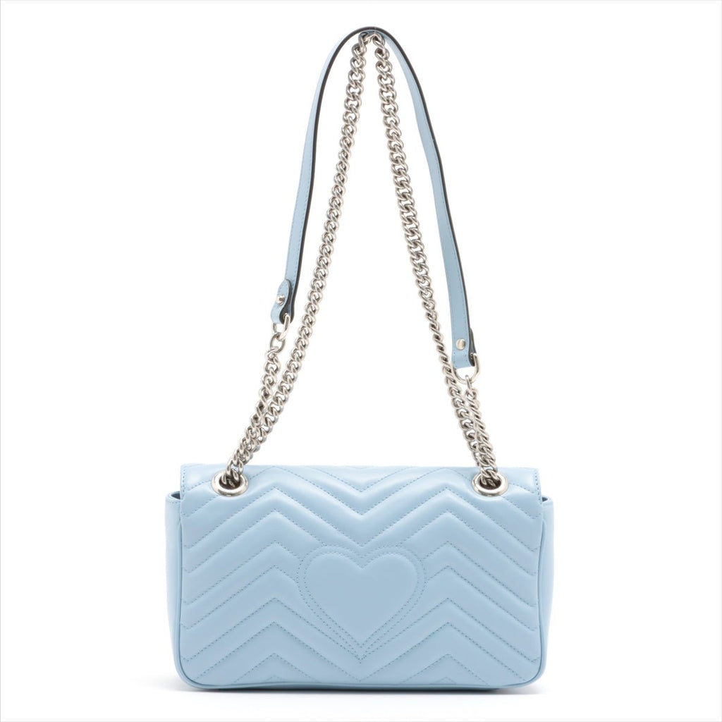 GG Marmont Leather Chain Shoulder Bag Azure