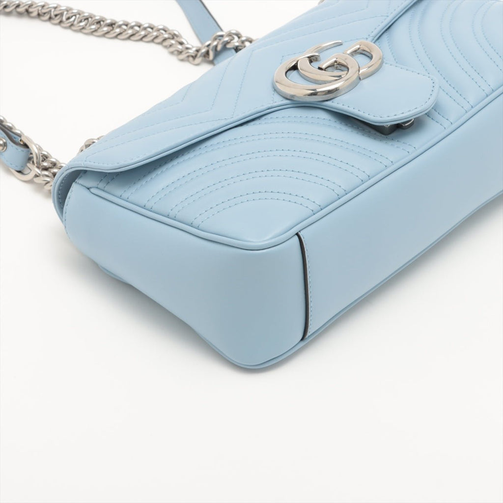 GG Marmont Leather Chain Shoulder Bag Azure