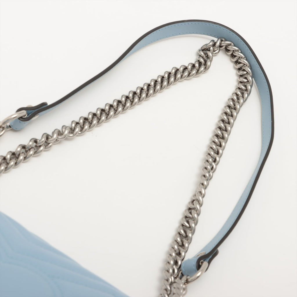 GG Marmont Leather Chain Shoulder Bag Azure