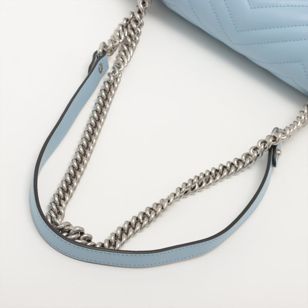 GG Marmont Leather Chain Shoulder Bag Azure