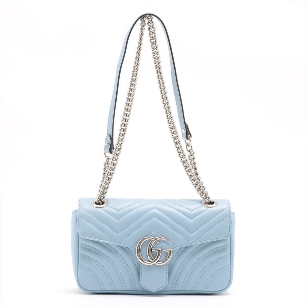 GG Marmont Leather Chain Shoulder Bag Azure