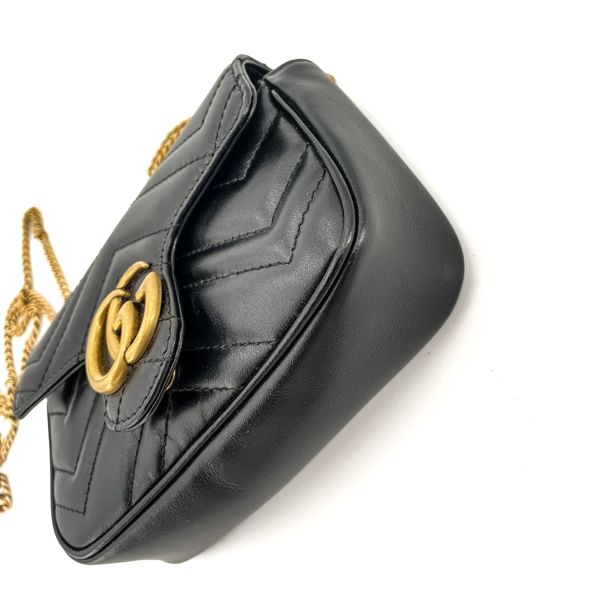 GG Marmont Nano MatelassÃƒÆ’Ã‚Â© Leather Black Bag