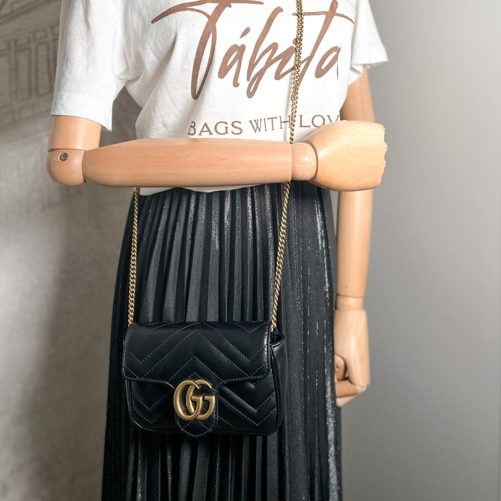 GG Marmont Nano MatelassÃƒÆ’Ã‚Â© Leather Black Bag