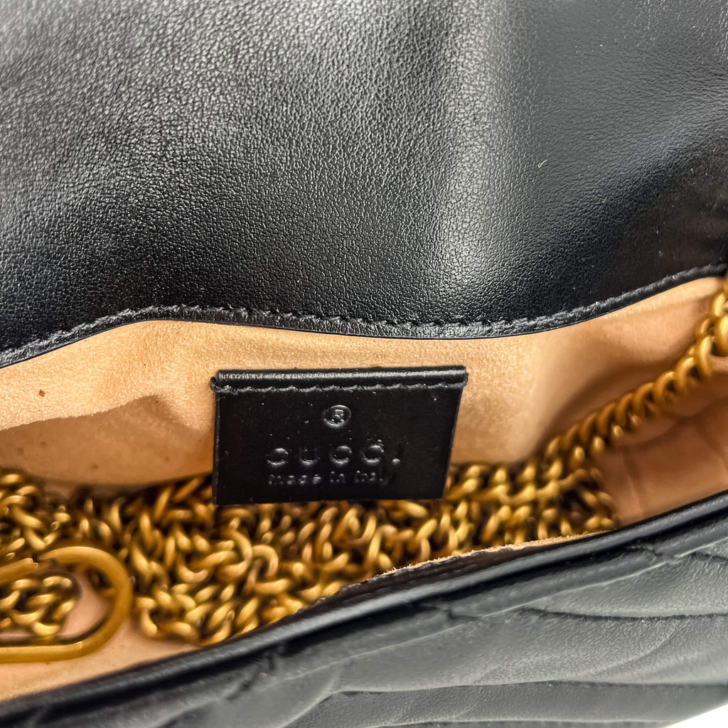 GG Marmont Nano MatelassÃƒÆ’Ã‚Â© Leather Black Bag