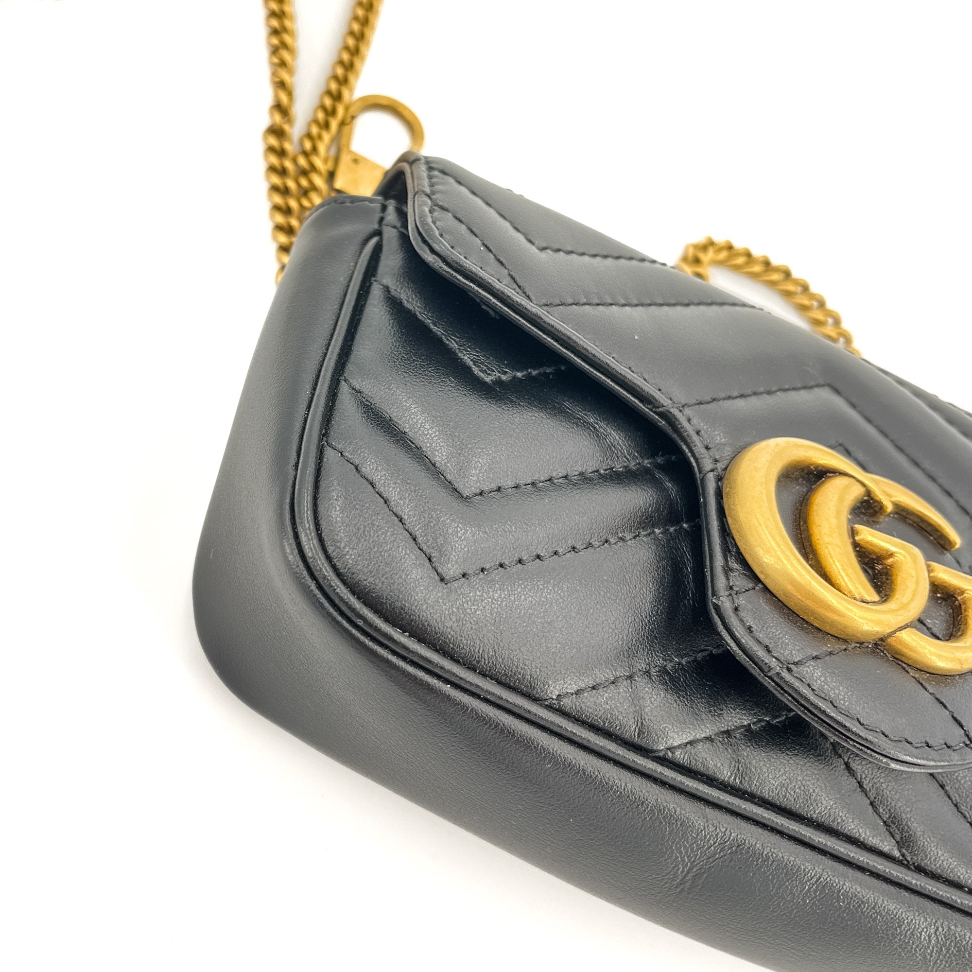 GG Marmont Nano MatelassÃƒÆ’Ã‚Â© Leather Black Bag