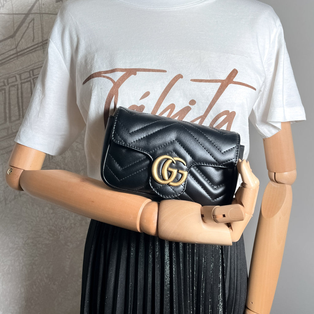 GG Marmont Nano MatelassÃƒÆ’Ã‚Â© Leather Black Bag