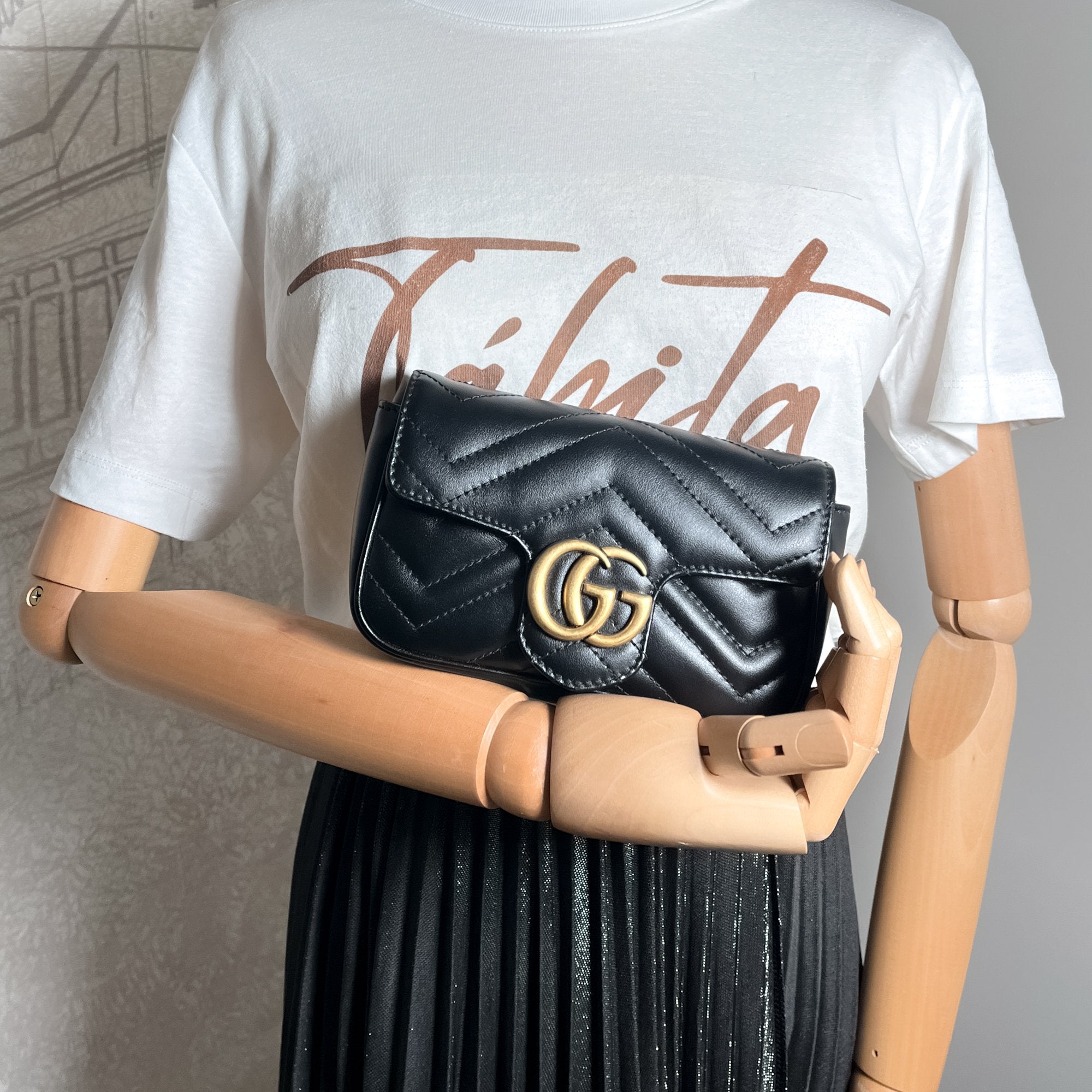 GG Marmont Nano MatelassÃƒÆ’Ã‚Â© Leather Black Bag