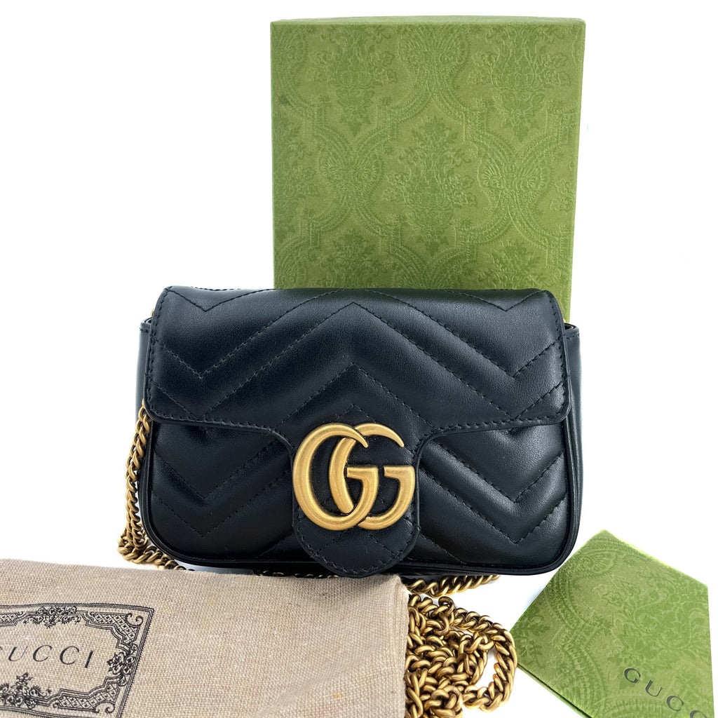 GG Marmont Nano MatelassÃƒÆ’Ã‚Â© Leather Black Bag
