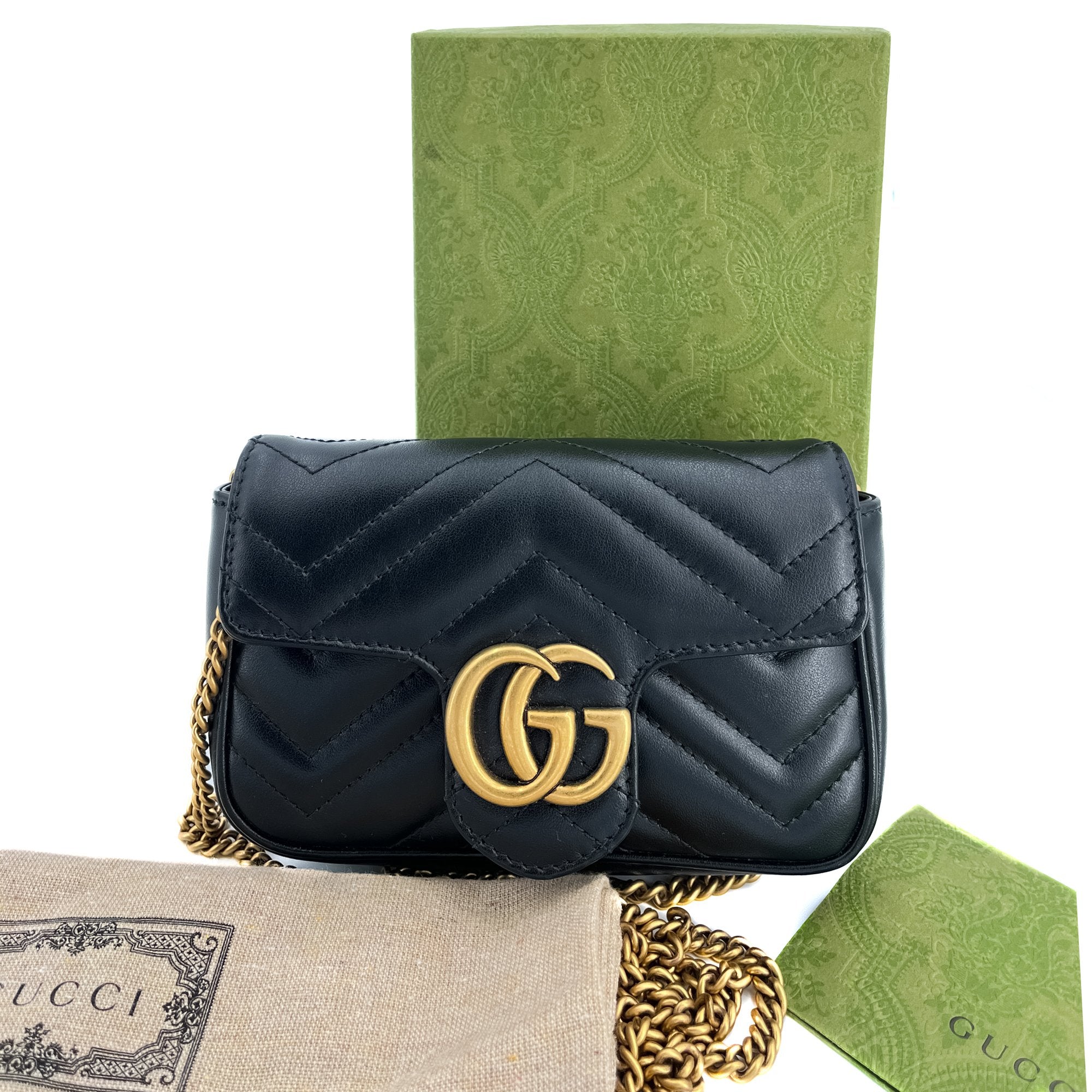 GG Marmont Nano MatelassÃƒÆ’Ã‚Â© Leather Black Bag
