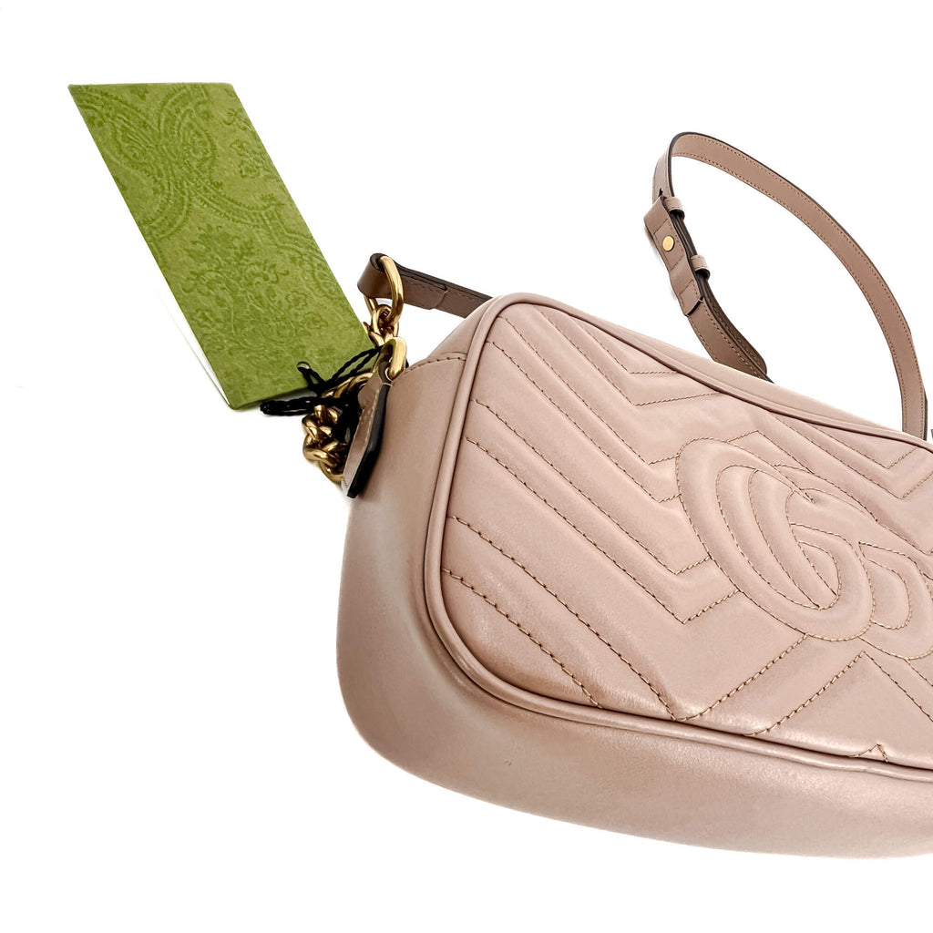 GG Marmont Small MatelassÃƒÆ’Ã‚Â© Leather Beige Bag