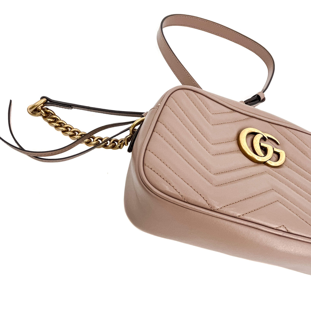 GG Marmont Small MatelassÃƒÆ’Ã‚Â© Leather Beige Bag