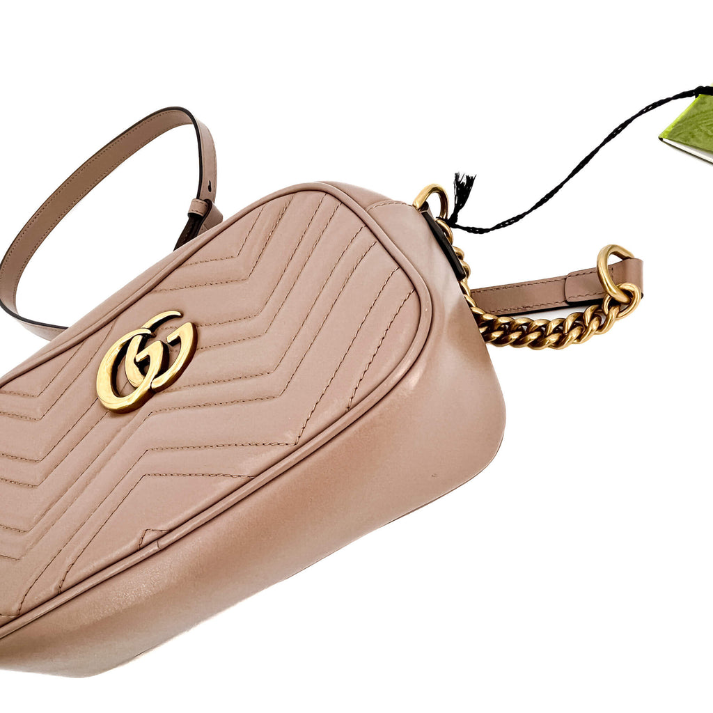 GG Marmont Small MatelassÃƒÆ’Ã‚Â© Leather Beige Bag