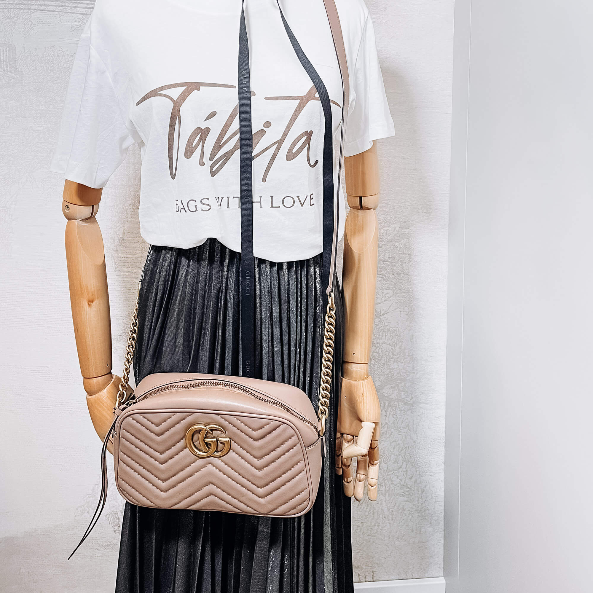 GG Marmont Small MatelassÃƒÆ’Ã‚Â© Leather Beige Bag