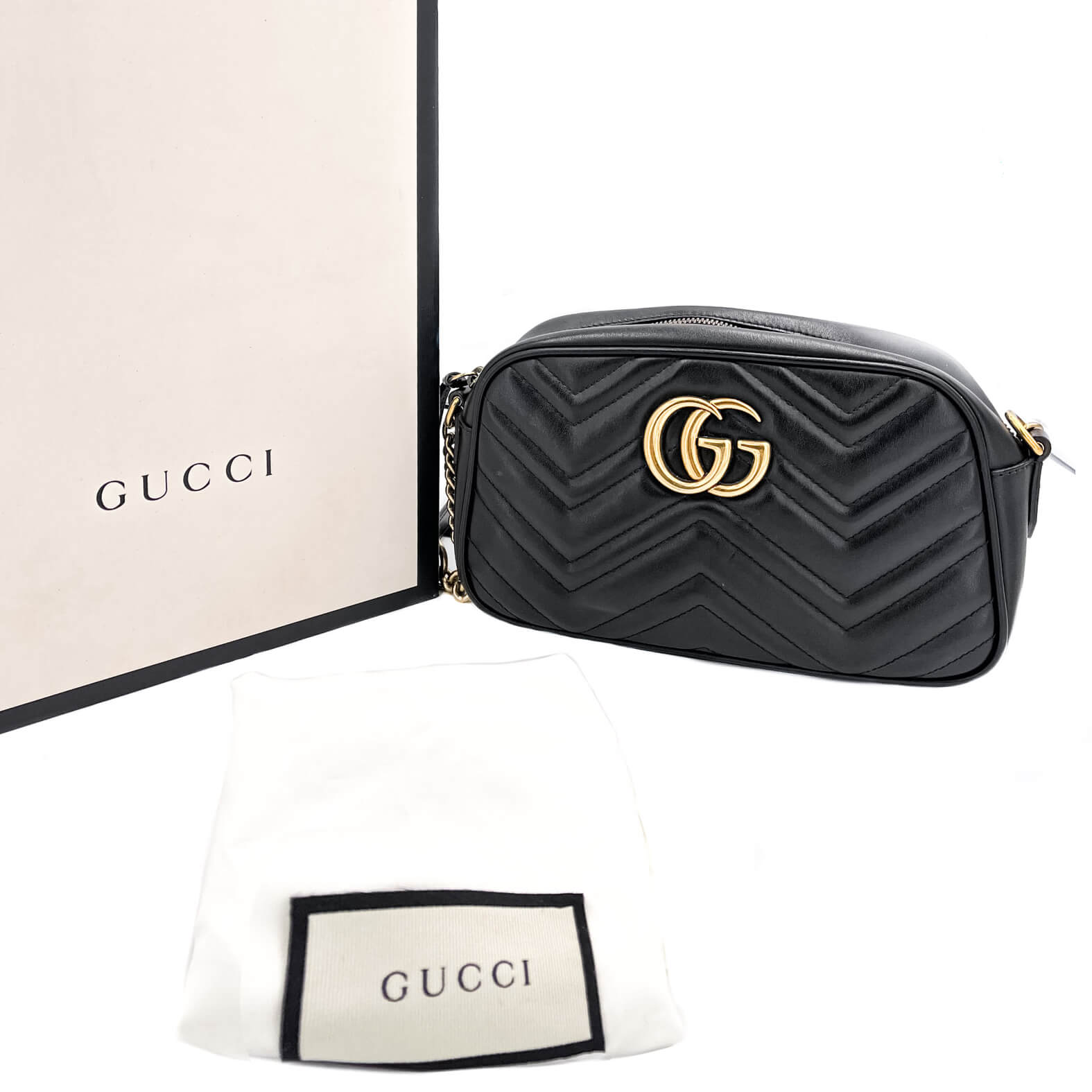 GG Marmont Small MatelassÃƒÆ’Ã‚Â© Leather Black Bag