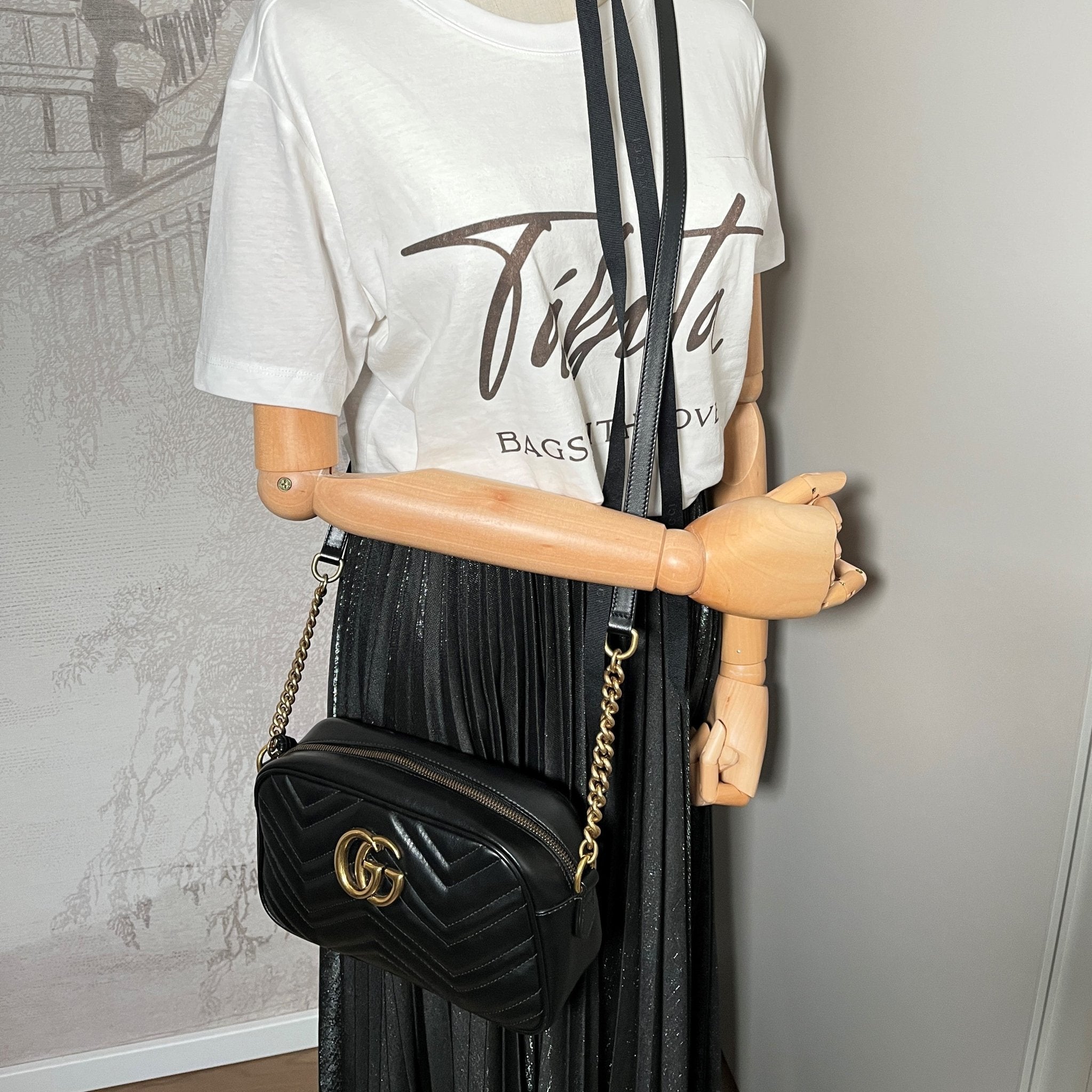 GG Marmont Small MatelassÃƒÆ’Ã‚Â© Leather Black Bag