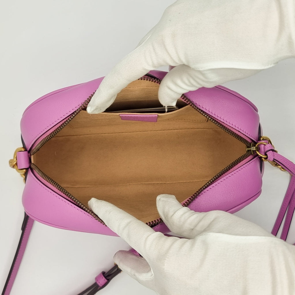 GG Pink Marmont Crossbody Bag MatelassÃƒÆ’Ã‚Â© Leather