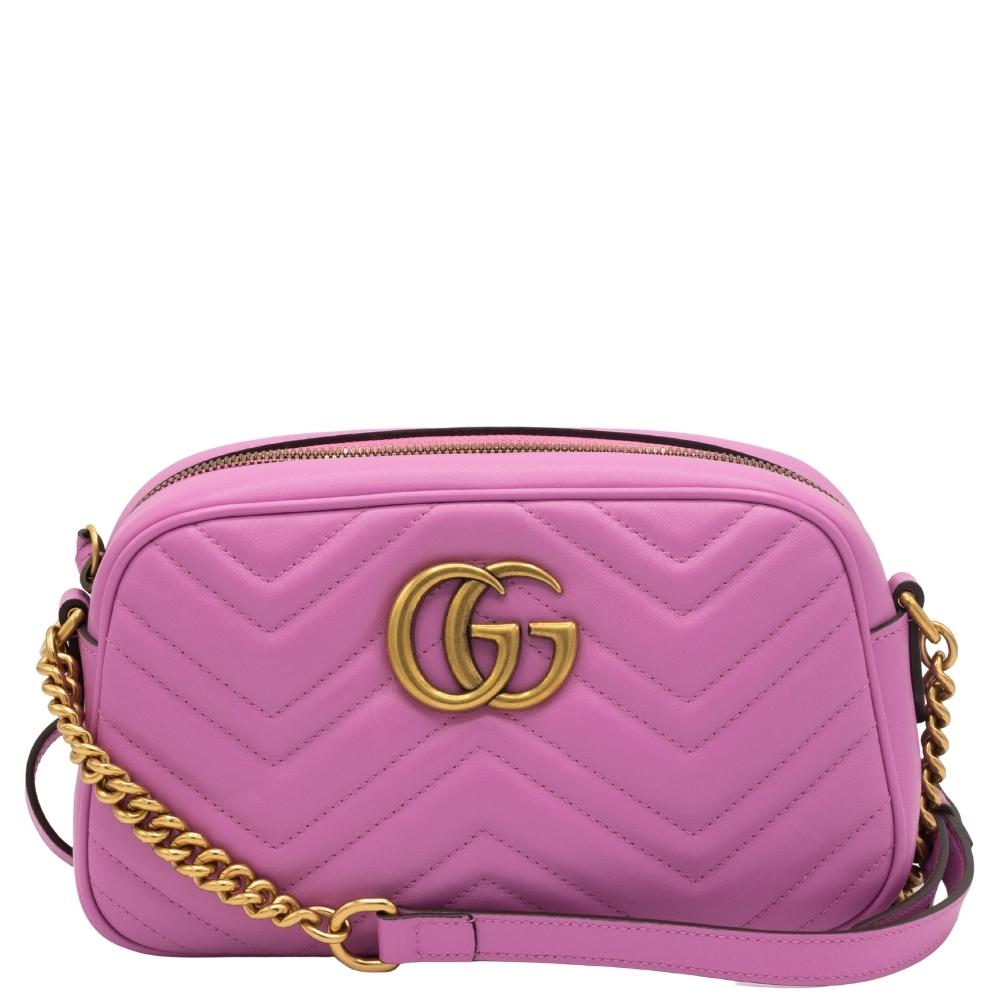 GG Pink Marmont Crossbody Bag MatelassÃƒÆ’Ã‚Â© Leather