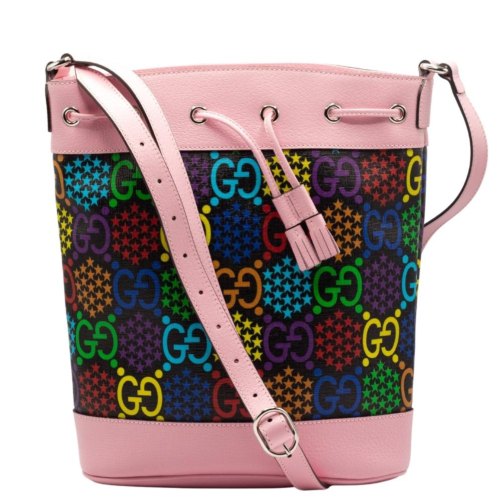 GG Supreme Monogram Psychedelic Bucket Bag Pink